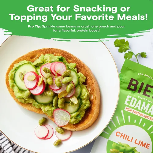 Vista 6 de Biena Frituras Crocantes de Edamame Tostado - Snack Alto en Proteína para Adultos y Niños, 12g-13g de Proteína por Porción - Hecho con Aceite