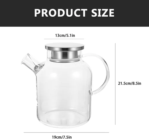 Vista 7 de CALLARON Mango ergonómico Jarra de vidrio Jarra de agua de refrigeración Tetera Jarra de jugo de cocina esencial