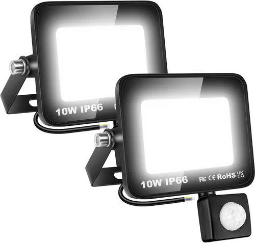 Vista 22 de Willpower 2 unids LED Floodlight 10W 1000lm LED luces de seguridad al aire libre con sensor de movimiento LED luz de trabajo IP66 impermeable PIR
