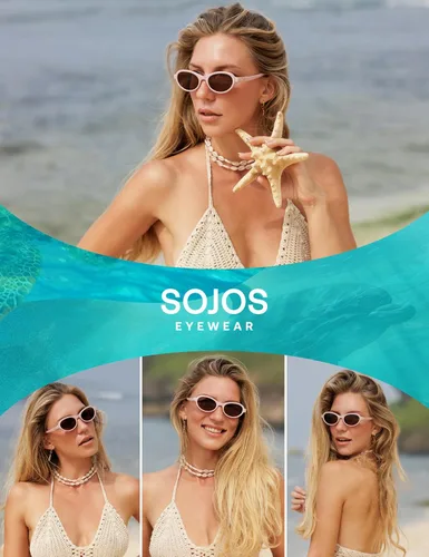 Vista 5 de SOJOS Ocean Collection Polarized Retro Oval Small Sunglasses Womens Recycled Plastic Frame Eco-Friendly UV400, Echo
