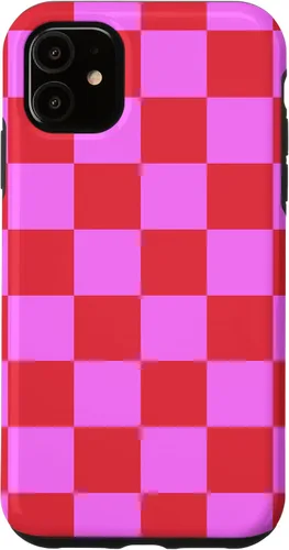 Vista 8 de Funda femenina con patrón de mujer rosa y rojo a cuadros para iPhone 17