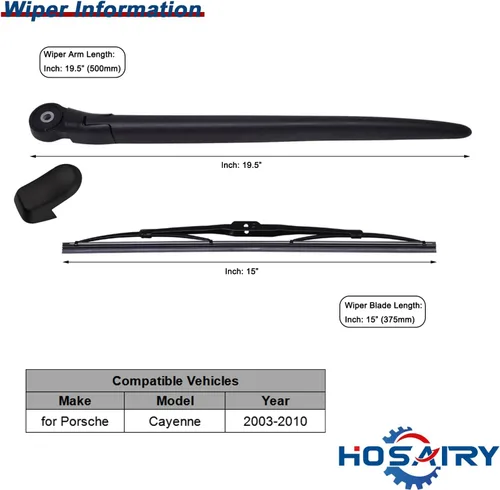 Vista 2 de Juego de limpiaparabrisas trasero para Porsche Cayenne 2003-2009 2010 Conjunto de limpiaparabrisas trasero 95562804002