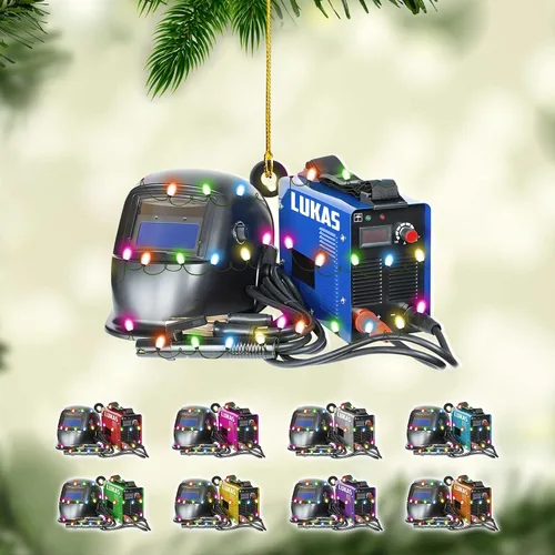 Vista 15 de Adornos de soldador personalizados, adorno de árbol de Navidad con nombre personalizado, regalo perfecto para soldador