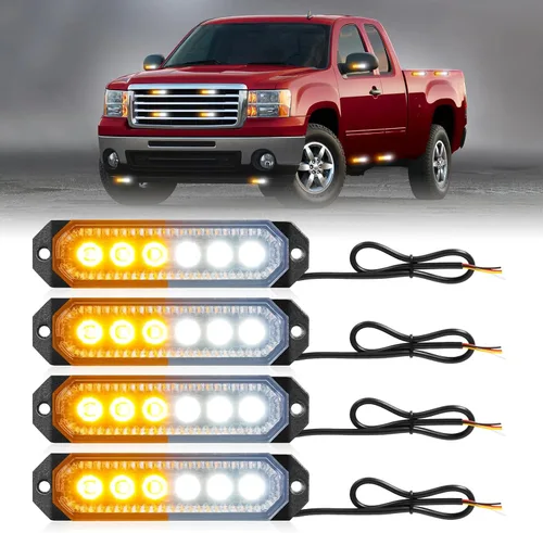 Vista 14 de HLauto Luces Estroboscópicas de Rejilla de Emergencia 406T: 4 Piezas de 6 LED con Función de Sincronización, Luz Intermitente de Advertencia de Ámbar