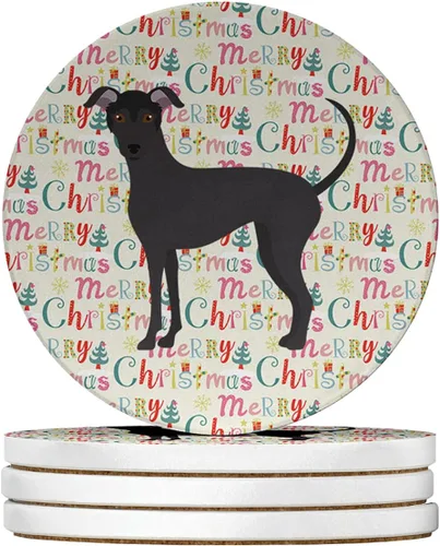 Vista 171 de Abyssinian Sand Terrier Merry Christmas - Posavasos grandes de piedra arenisca (4 unidades)