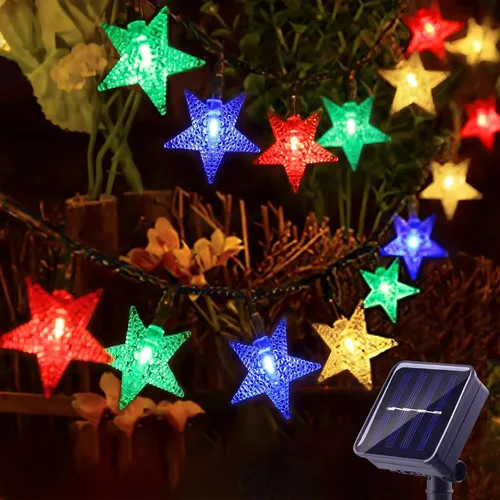 Vista 8 de Twinkle - Guirnalda de luces solares para exteriores, paquete de 2 unidades cálido-blanco