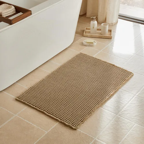 Vista 26 de Triohero Tapete de baño con diseño de gofre, tapete de baño pequeño y bohemio, antideslizante, lavable, ultra suave, súper absorbente, de secado