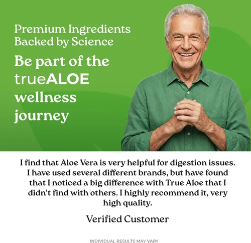 Vista 6 de NatureCity True-Aloe 80,000 mg equivalente de gel de aloe vera por porción, fabricado con aloe vera orgánico (120 cápsulas) soporte digestivo