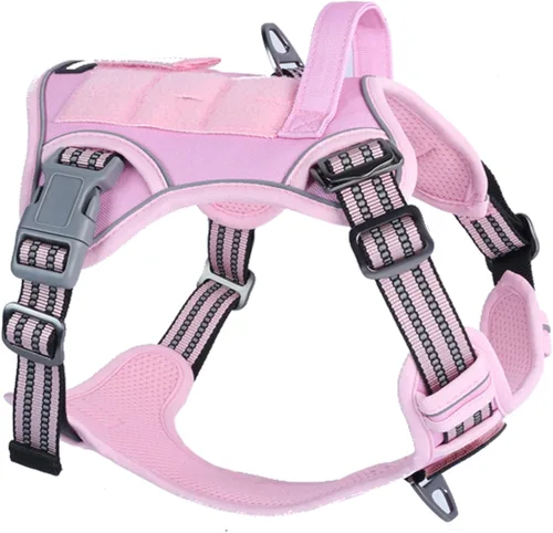 Vista 34 de BUMBIN Arnés táctico para perros pequeños sin tirones, famoso arnés de TIK TOK sin tirones para cachorros, arnés reflectante inteligente para Negro