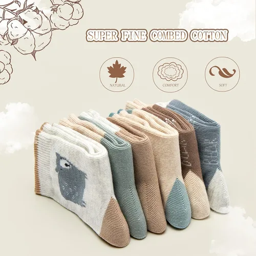 Vista 25 de Aisyee Calcetines de algodón para niños, calcetines sin costuras para niños, calcetines coloridos de cuarto de punto, paquete de 6