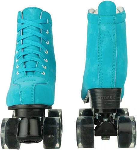 Vista 6 de Patines de ruedas para mujer, de doble fila, de piel sintética, con ruedas iluminadas, para exteriores