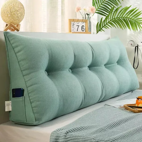 Vista 11 de Almohada triangular grande de cuña de lectura, cojín de cabecera para reposo en cama, almohada de forro polar para cabecero, respaldo con funda