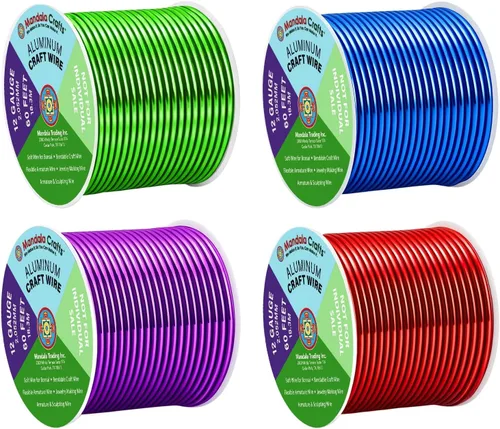 Vista 275 de Mandala Crafts - Alambre de aluminio anodizado de calibre 22 para hacer joyas - 137.2 m de alambre flexible surtido y coloreado - Doble para bonsái