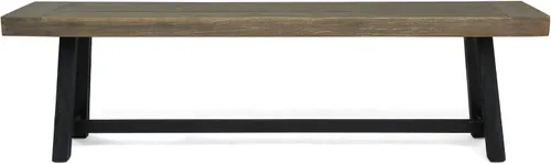 Vista 7 de Christopher Knight Home Toby Outdoor Banco de madera de acacia, acabado gris arenado y negro