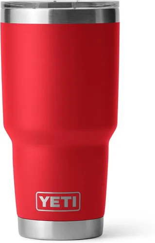 Vista 18 de YETI Rambler - Vaso de 30 oz, acero inoxidable, aislado al vacío con tapa MagSlider, color carmesí Amarillo