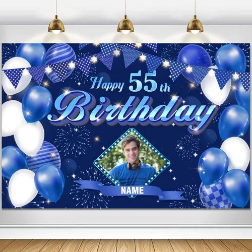Vista 112 de Dicodes Fondo de decoración de feliz cumpleaños número 100 color azul marino personalizado, cartel con purpurina, pancarta, suministros