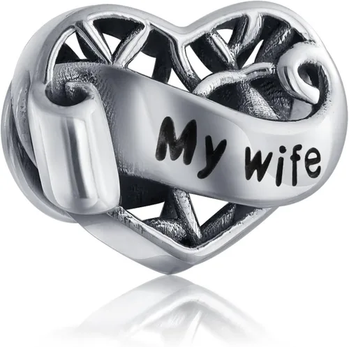 Vista 3 de Romantic Words Saying "I Love You Heart" Charm Bead For Women Teens Girlfriend Wife Daughter Oxidized .925 Sterling Silver Fits European Charm