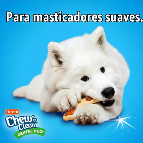 Vista 4 de Hartz Chew ‘n Clean juguete masticable y premio en uno con sabor a pollo, juguete tri-punto para perro, pequeño