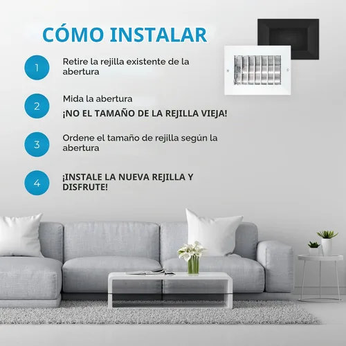 Vista 6 de Cubiertas de ventilación de aire de aluminio de 6 x 4 pulgadas (apertura de conductos) para rejilla de aire acondicionado de pared, cubierta