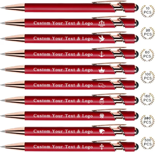 Vista 13 de Bolígrafos personalizados a granel, bolígrafos personalizados con nombre/logotipo en ambos lados, regalo de tinta negra, bolígrafo grabado con lápiz