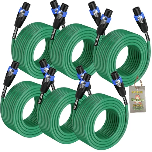 Vista 12 de Fat Toad Cable Speakon a Speakon de 50 pies (Serie Twist-LockPRO) – Cable verde de 12 AWG con conector para equipo de estudio, DJ y escenario