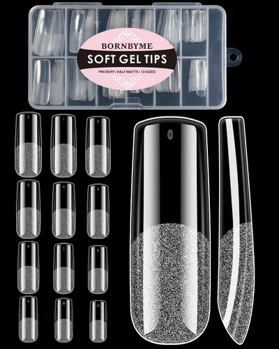 Vista 16 de Puntas de uñas cortas cuadradas francesas, BORNBYME 120 piezas de uñas postizas transparentes, puntas de uñas acrílicas, puntas de uñas de cubierta