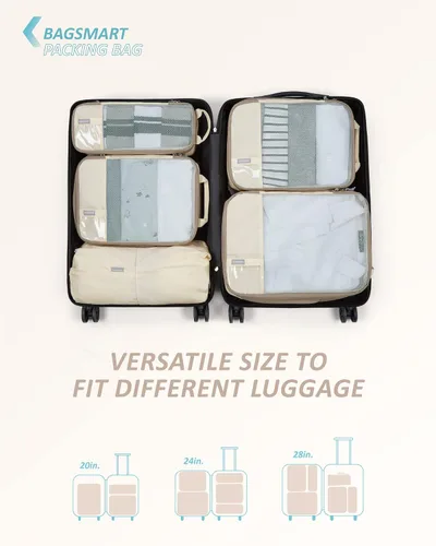 Vista 3 de BAGSMART - Juego de 6 cubos de compresión para maletas, juego de 6, 4 y 2, cubos organizadores de viaje, juego de bolsas expandibles, organizadores