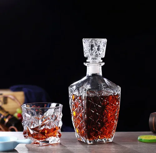 Vista 7 de Anso Decantador de cristal de cristal para whisky, dispensador de botellas, licor, vino, vodka, alcohol (8.5 fl oz)
