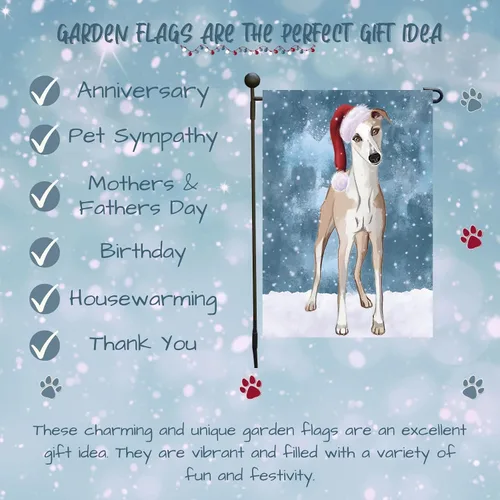 Vista 7 de Doggie of the Day Whippet GFLAG254161 - Banderas de jardín para perros, diseño de Navidad, de doble cara, regalo decorativo de primavera para patio