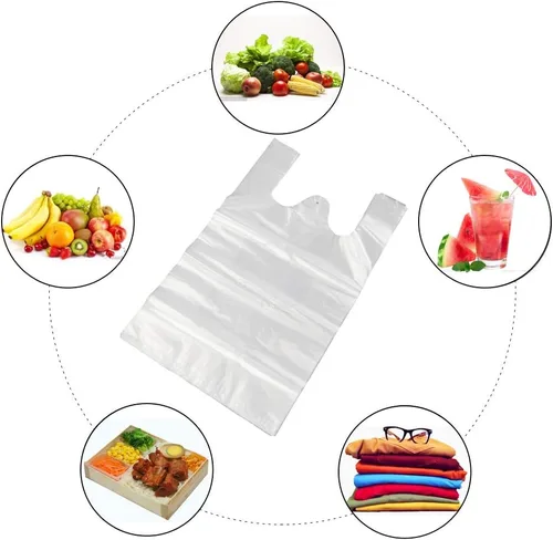 Vista 7 de Morcte Bolsas de compras de plástico transparente para camisetas, bolsas de comestibles, 800