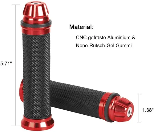 Vista 3 de Manillar de motocicleta, manillar de goma de aluminio para motocicleta, compatible con mango de bicicleta de 7/8 (rojo)