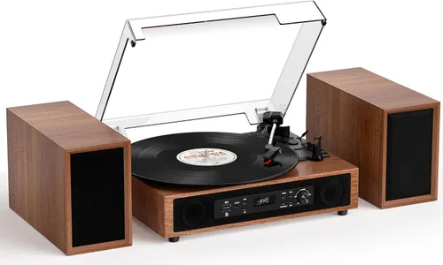 Vista 11 de Reproductor de discos de vinilo con 4+2 altavoces estéreo externos, negro