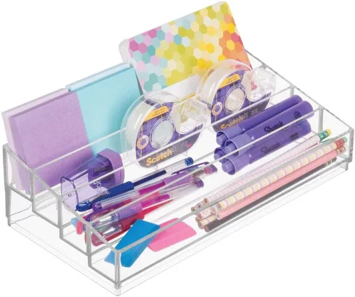 Vista 8 de iDesign Organizador de cosméticos y esmaltes de uñas en niveles, colección Clarity, 12.75 pulgadas x 6.5 pulgadas x 3.75 pulgadas, transparente