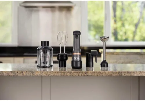 Vista 8 de BLACK+DECKER Kitchen Wand - Batidora de inmersión inalámbrica, juego de múltiples herramientas 4 en 1, batidora de mano con base de carga, gris