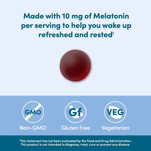 Vista 2 de Amazon Elements Gomitas de melatonina, fresa, apoyo para dormir, 10 mg, 60 unidades (anteriormente Revly)