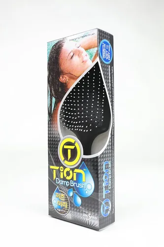 Vista 3 de Tion TION - Juego de cepillos profesionales para desenredar el cabello húmedo (negro y blanco) Puntas de bolas con infusión de iones negativos que