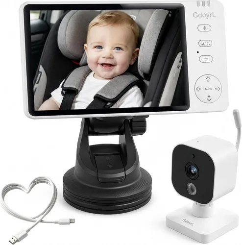 Vista 10 de Cámara inalámbrica para coche de bebé para asiento trasero 5 Blanco a