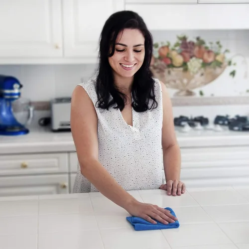 Vista 2 de CleanAide Toallas de limpieza de microfibra ultra absorbentes de 300 GSM para cocina, automóvil y hogar, paños reutilizables sin pelusas, sin Azul