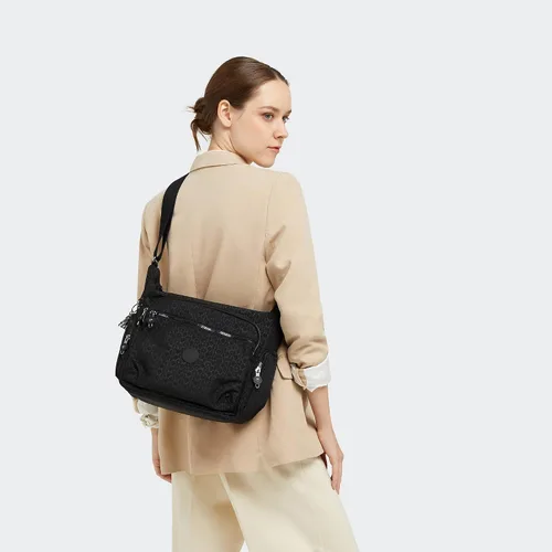Vista 4 de Kipling Bolso cruzado Gabbie para mujer, bolso ligero para uso diario, bolso de hombro casual, Firma Emb