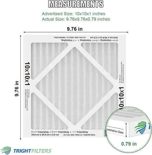 Vista 2 de TRIGHTFILTERS - 6 filtros de aire de 10x10x1, filtros plisados MERV 8 duraderos para hogar HVAC AC, filtros de aire acondicionado compactos