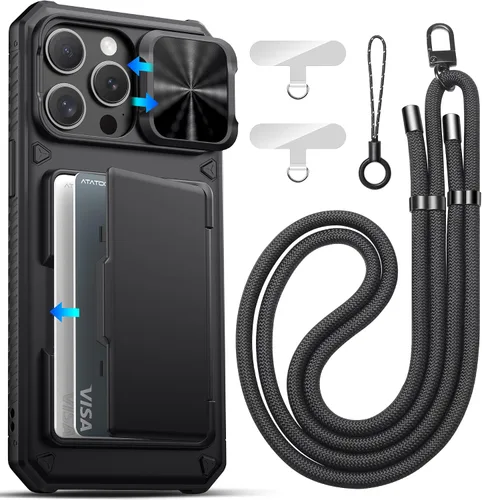 Vista 51 de ATATOO Funda Cartera para iPhone Air, Portador de Tarjetas Integrado (3-5 Tarjetas) [Bloqueo RFID] y Cubierta Deslizante para Cámara, Protección