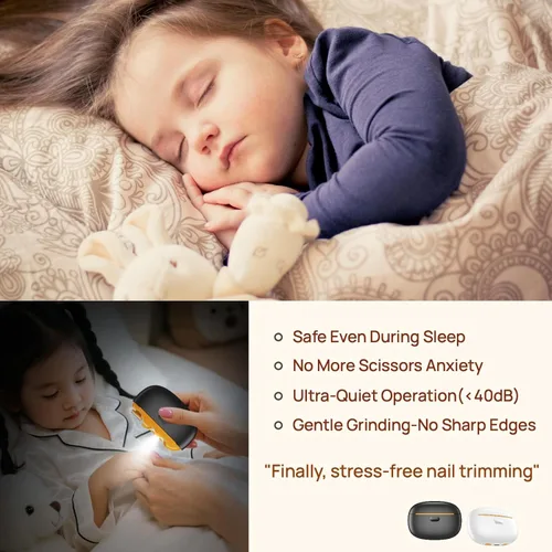 Vista 7 de Cortaúñas eléctrico recargable para bebés, amoladora con luz LED y receptor antisalpicaduras, lima de uñas eléctrica ultra silenciosa para bebés