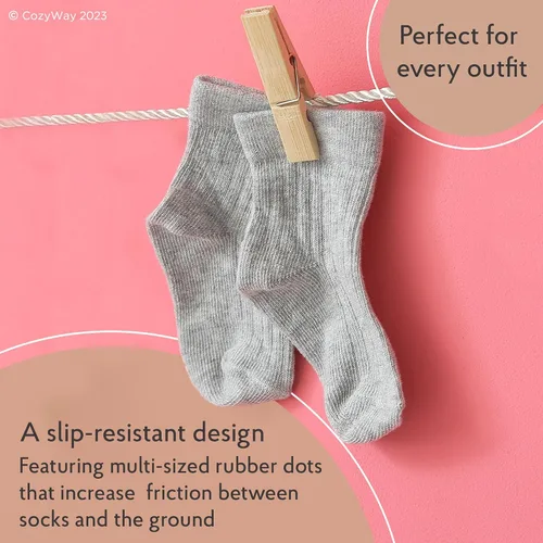 Vista 3 de CozyWay Baby Girls Socks Ruffle Ripple Edge Turn Cuff Socks for Baby Toddler Girls 12-Pairs
