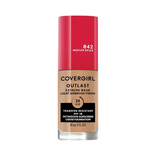 Vista 12 de Covergirl Outlast Extreme Wear Base líquida 3 en 1 de cobertura completa, protector solar SPF 18, beige pulido, 1 onza líquida
