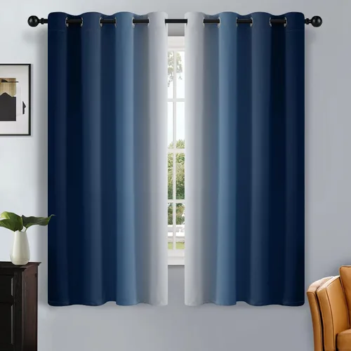 Vista 173 de SimpleHome Cortinas degradadas degradadas para oscurecer la habitación de 36 pulgadas de largo para dormitorio, con ojales y bloqueo de luz Negro