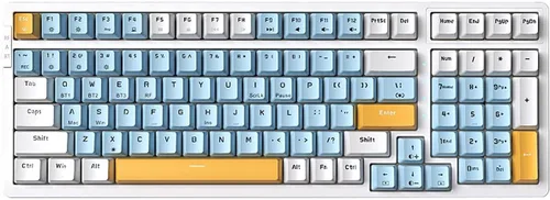 Vista 8 de Qisan Teclado mecánico inalámbrico y con cable, triple modo 2.4G/USB-C/BT (98%) teclado mecánico inalámbrico con diseño de EE. UU. Teclados Combo