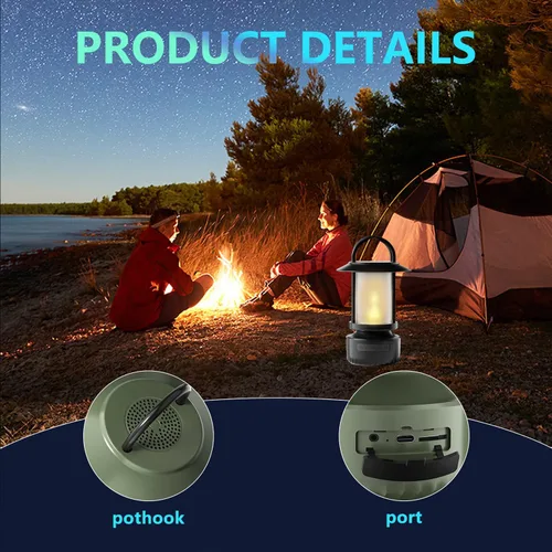 Vista 9 de Altavoz Bluetooth al aire libre, linterna de camping, altavoz de luz de camping impermeable, luz nocturna que se puede utilizar para la decoración