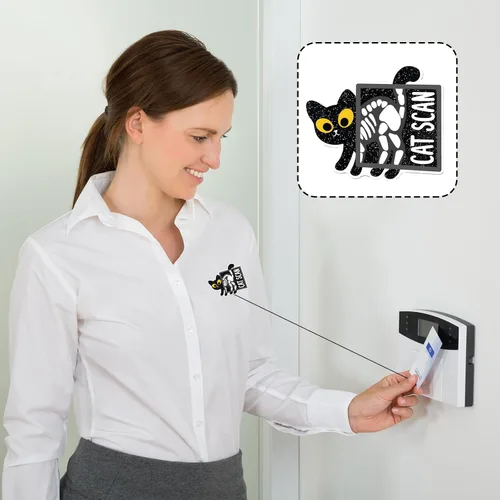 Vista 6 de Carrete retráctil con purpurina negra con clip de identificación, tarjeta de identificación, regalo divertido para enfermeras, trabajadores