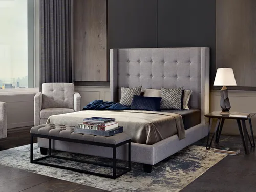 Vista 2 de Diamond Sofa Cama con alas copetudas en gris claro (Eastern King: 93 pulgadas de largo x 84 pulgadas de ancho x 60 pulgadas de alto)