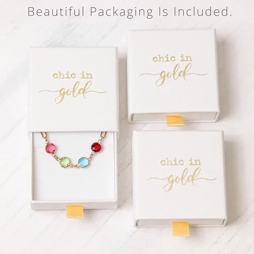 Vista 7 de Collar con clip de papel de piedra natal para mujer, mamá, hasta 7 piedras de nacimiento, collares personalizados personalizados en chapado en oro